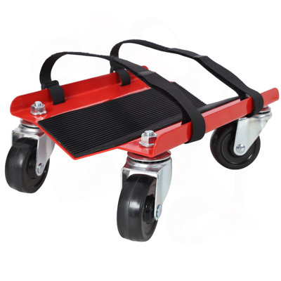 Snowmobile Dolly Heavy Duty V-Slide With 2.5"Swivel Casters And Rubber Pad Protecting Skis 1500Lbs Capacity,Red Color
