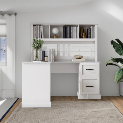 Bureau d'ordinateur antique avec finition blanche