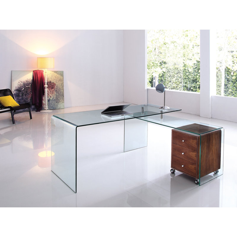 Rio L-Shaped Glass Top Executive Desk