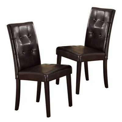 Chaise rembourrée capitonnée en similicuir et similicuir brun foncé 2Pc Chairs