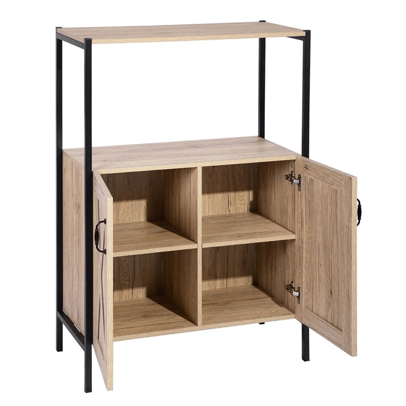 Armoire de rangement rustique en bois avec tablettes
