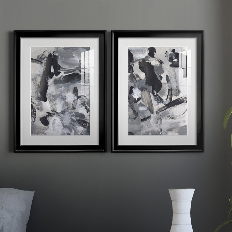 «Black & White Mix III», ensemble de 2 impressions encadrées, Cadre noir, H 24,5 po x l 18,5 po x P 1,25 po