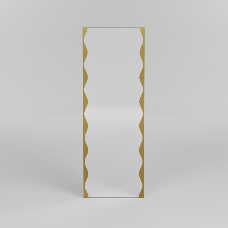 Modern Geometric Wall Mirror, Gold Finish, 19.7 x 55.1 Inches | 100% Metal Construction, Wall-Mountable Design | Stylish Addition to Home Decor, Perfect for Entryways, Living Rooms & Bedrooms