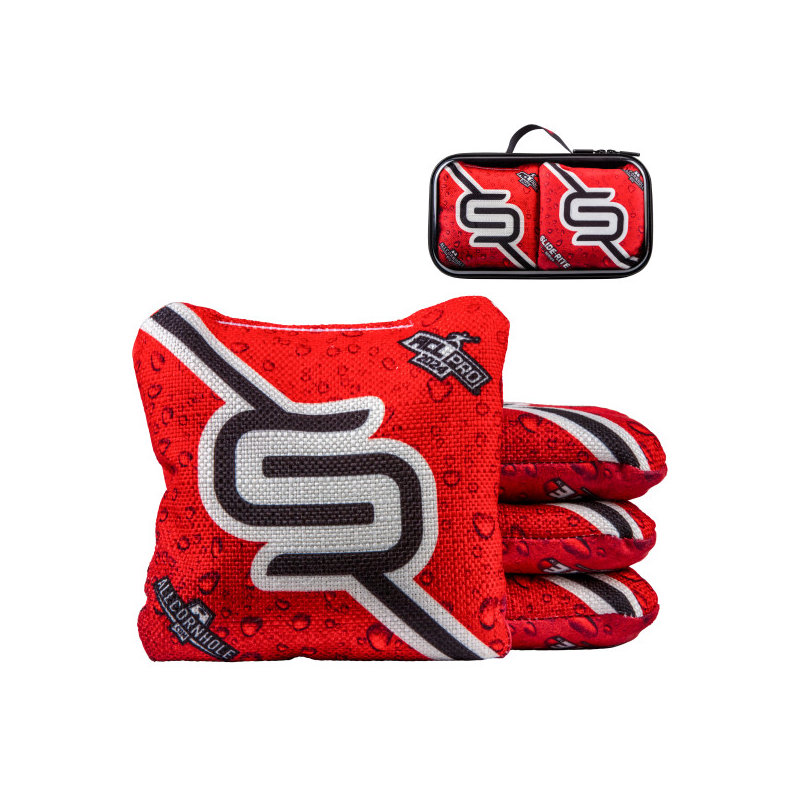 Ensemble de 4 sacs de cornhole American Cornhole League PRO Slide-Rite, Rouge
