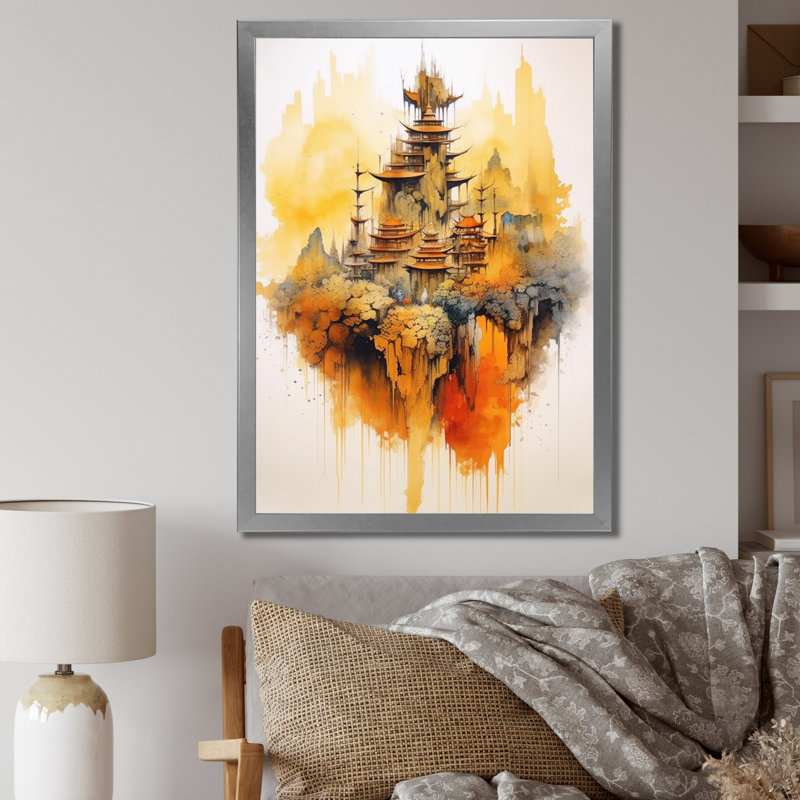 Impression sur toile majestueuse, paysages chinois I, H 20 po x l 12 po x P 1 po, Cadre simple argenté