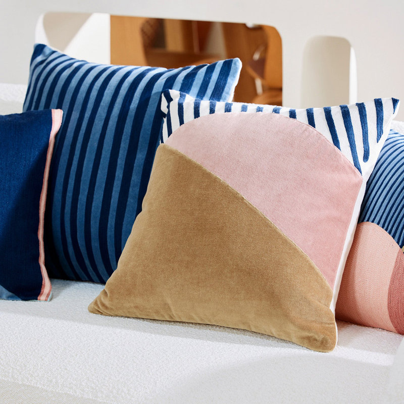 Striped Square Cushion, Blue, 50cm H x 50cm W