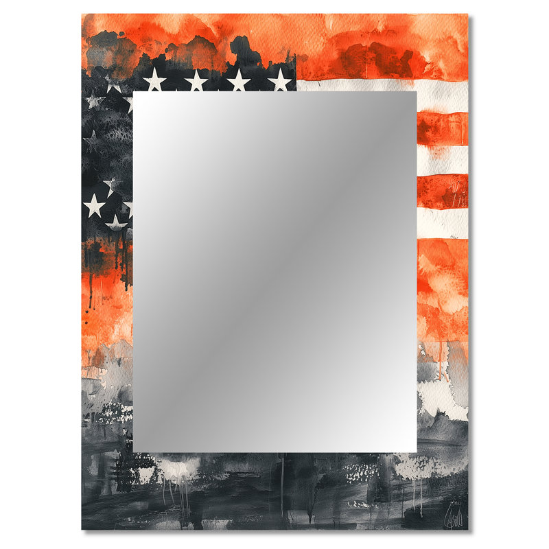 American Flag Patriot Memories I - miroir mural décoratif, miroir traditionnel, impression sur métal, 40 po x 30 po