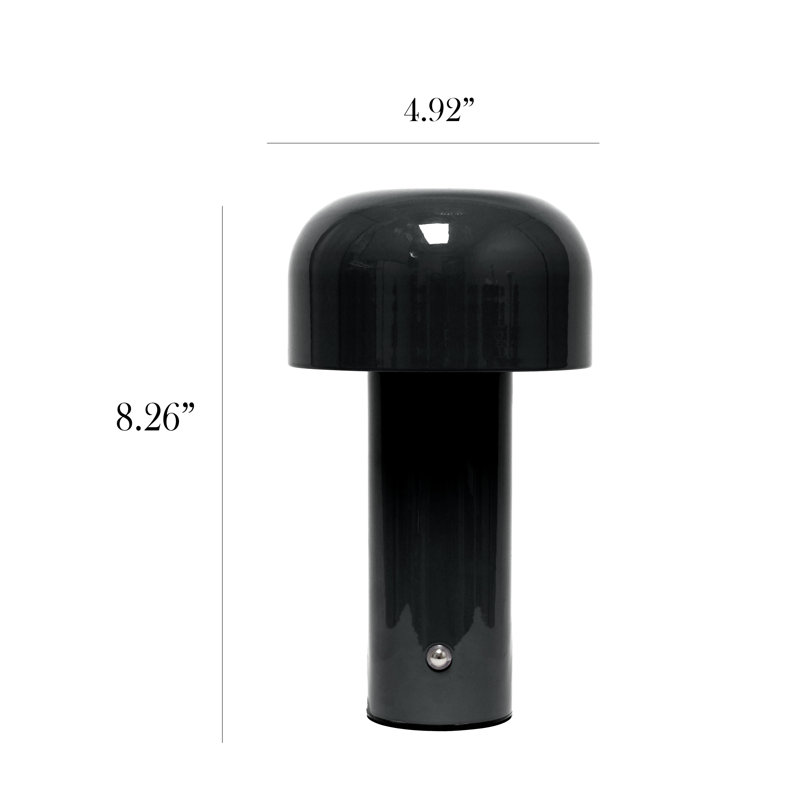 Simple Designs 8.26" Navjeevan Mini Dome Dimming LED Touch Lamp, Portable And Rechargeable,, Black