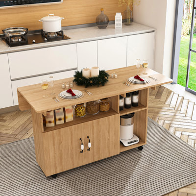 Table pliante multifonctionnelle avec tablettes et roulettes de rangement, table de salle à manger pliable de 47 pouces pour les petits espaces, bureau compact pour la cuisine, dortoir, bureau