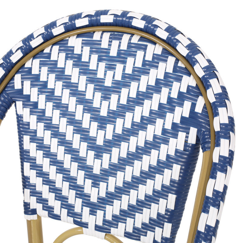 Tabourets de bar d'extérieur de style français avec motif en osier (ensemble de 2)