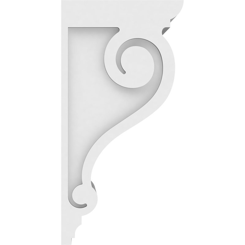 7"W x 8"D x 16"H Standard Scroll Architectural Grade PVC Corbel, 16"H x 7"W x 8"D