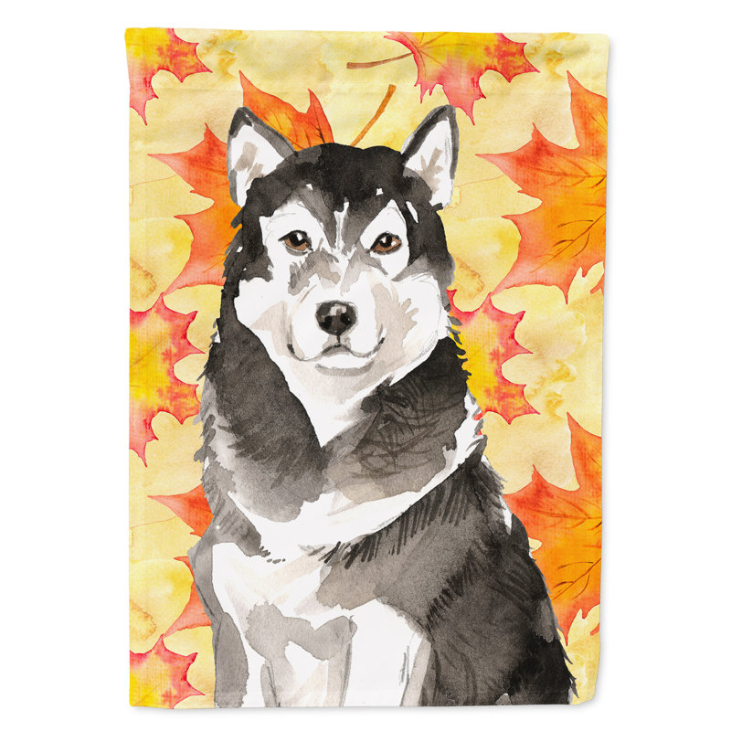 Automne 2 côtés en polyester 15 x 11 po drapeau de jardin, Malamute d’Alaska noir