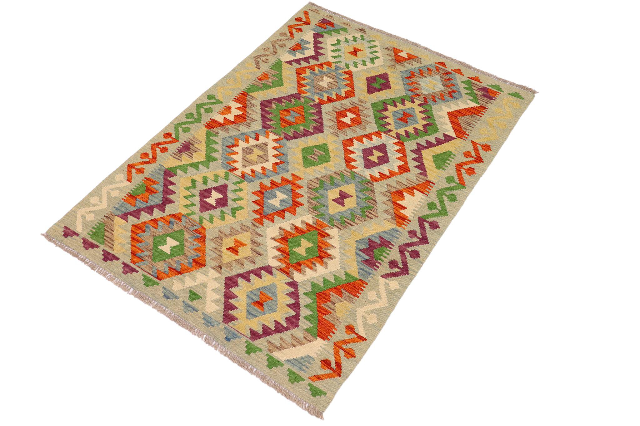Isabelline Belew Geometric Flatweave Rectangle 3'6'' x 5'0'' Wool Area ...