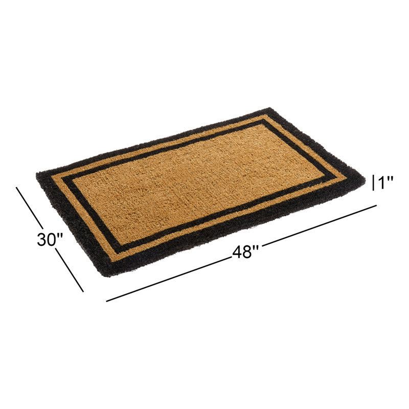 Alleffra Handmade Coir Rectangle Doormat, Black, Rectangle 2'6" x 4'
