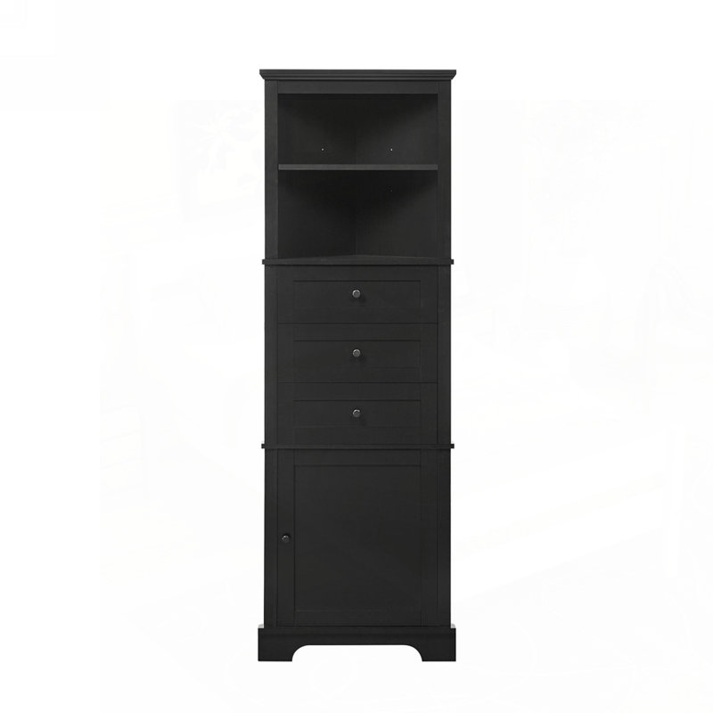 Armoire triangulaire polyvalente avec plusieurs options de rangement pour différentes pièces, Noir
