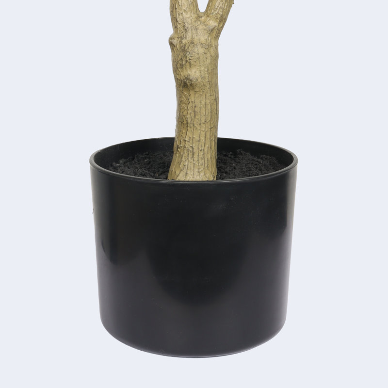 Olive artificielle 7 pi dans un pot en plastique noir, 7 pi