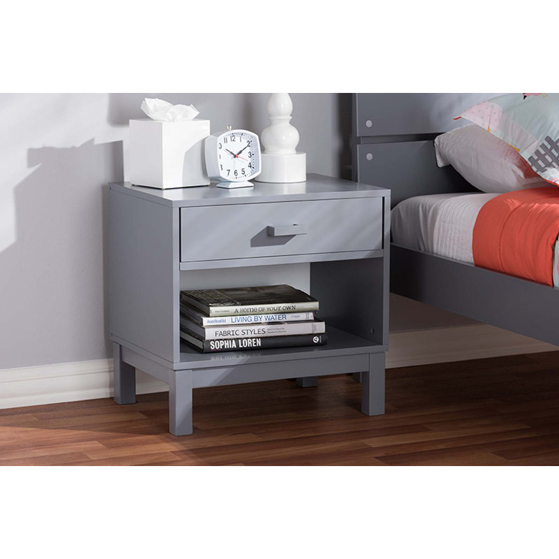 Table de chevet 1 tiroir Caden Delilah, Gris