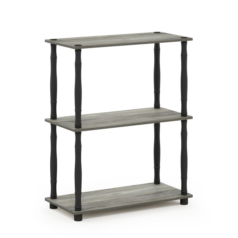 75.18cm H x 59.9cm W Etagere Bookcase, French Oak Gray/Black Classic Tubes, 1