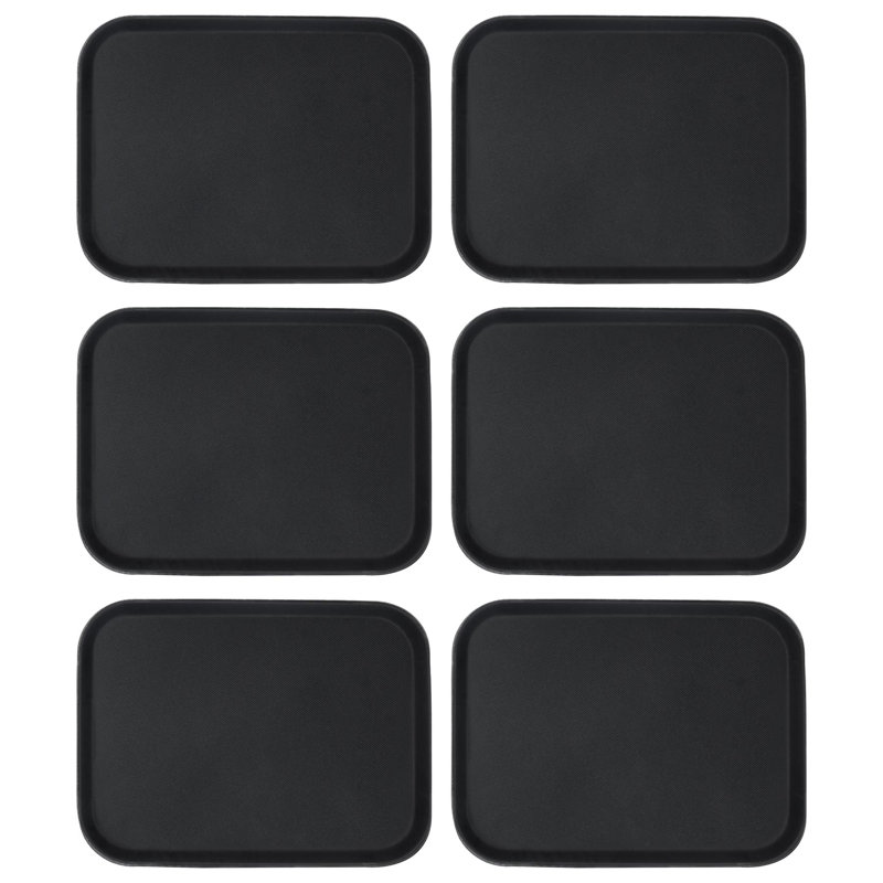 Argon Tableware Rectangle Non-Slip Serving Trays - 45.5cm x 35.5cm - Black, 2cm H x 51cm L x 51cm W