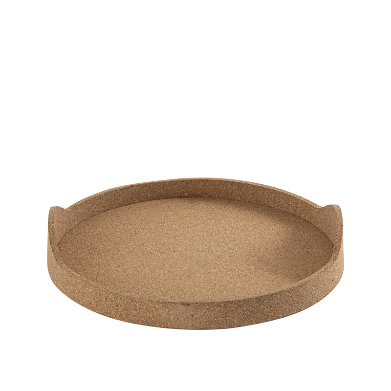 Plateau rond en liège large, L 16,25 po x P 16,25 po x H 3 po