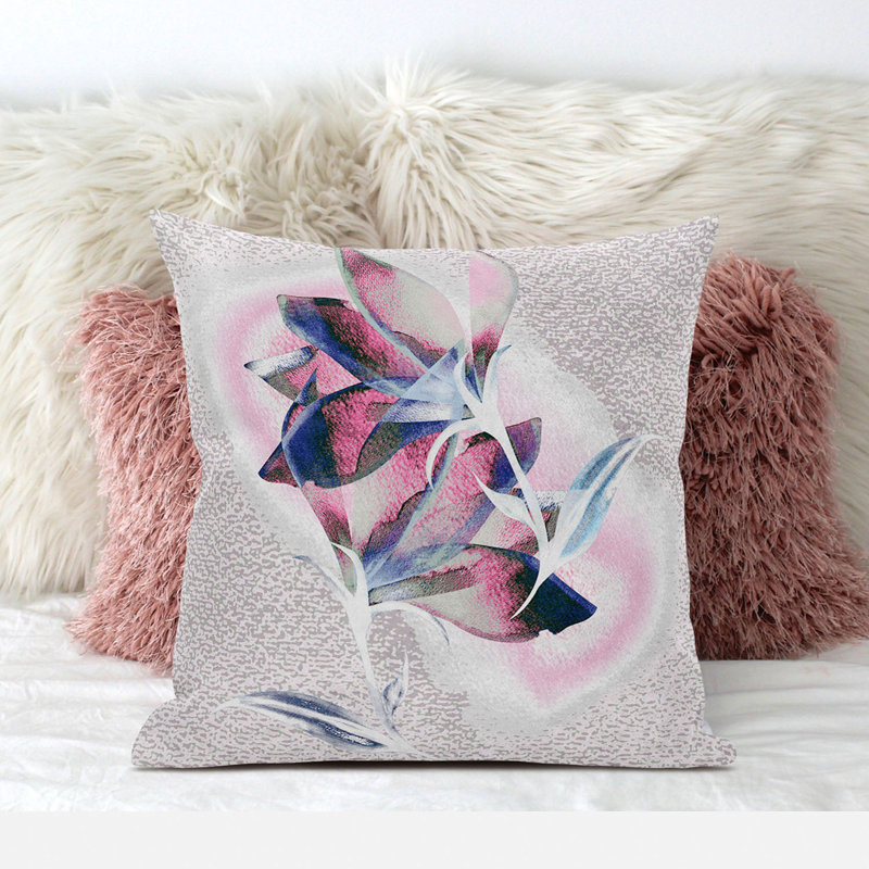 Indoor / Outdoor Square Cushion, 66cm H x 66cm W, White/Purple