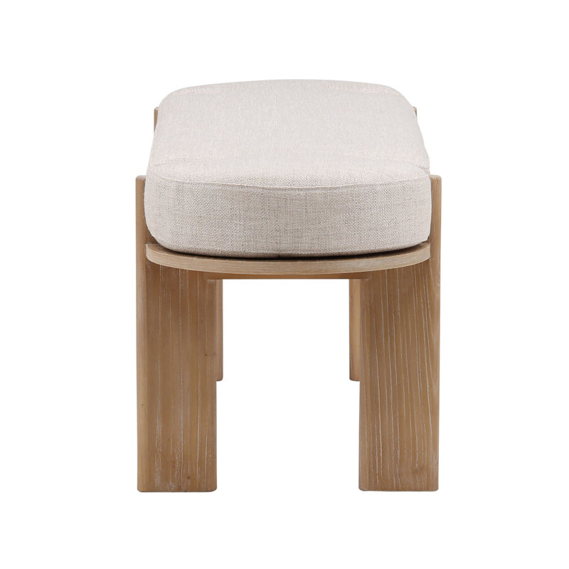 Ella Upholstered Accent Bench, Beige, Light Natural