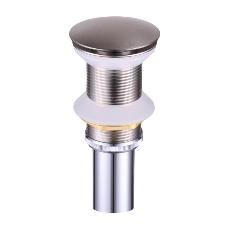DAX Square Brass Vanity Sink Pop-up Drain, No, Brushed Nickel