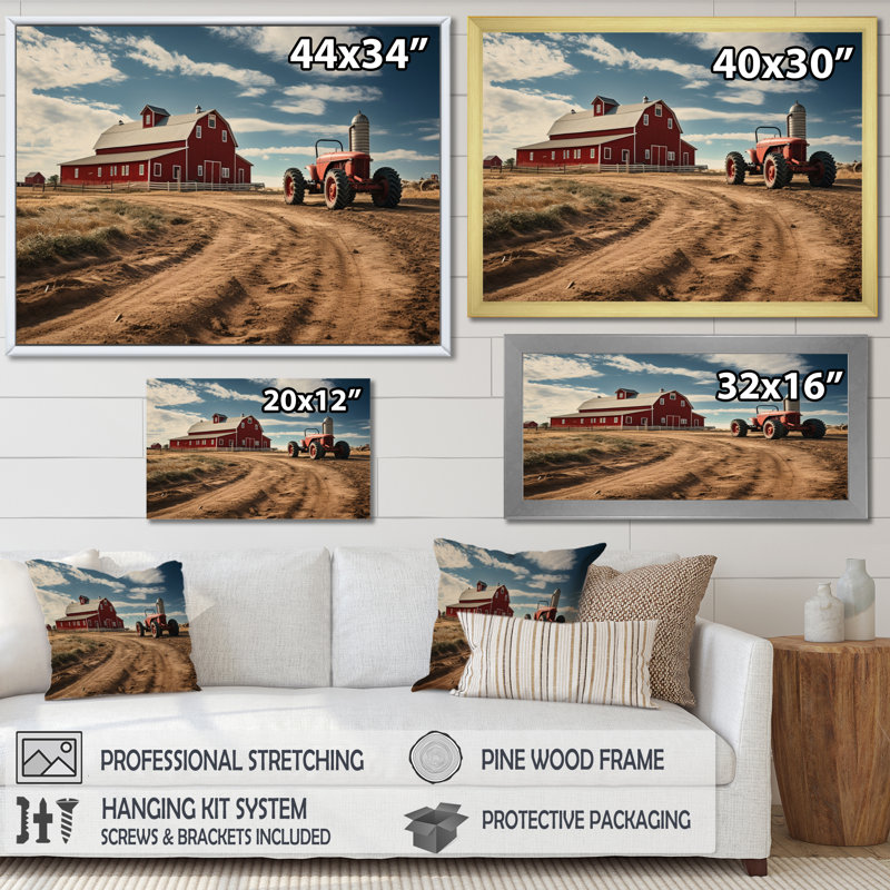 " Farm Farmstead Delight Muted III ", H 16 po x l 32 po x P 1 po, Toile tendue
