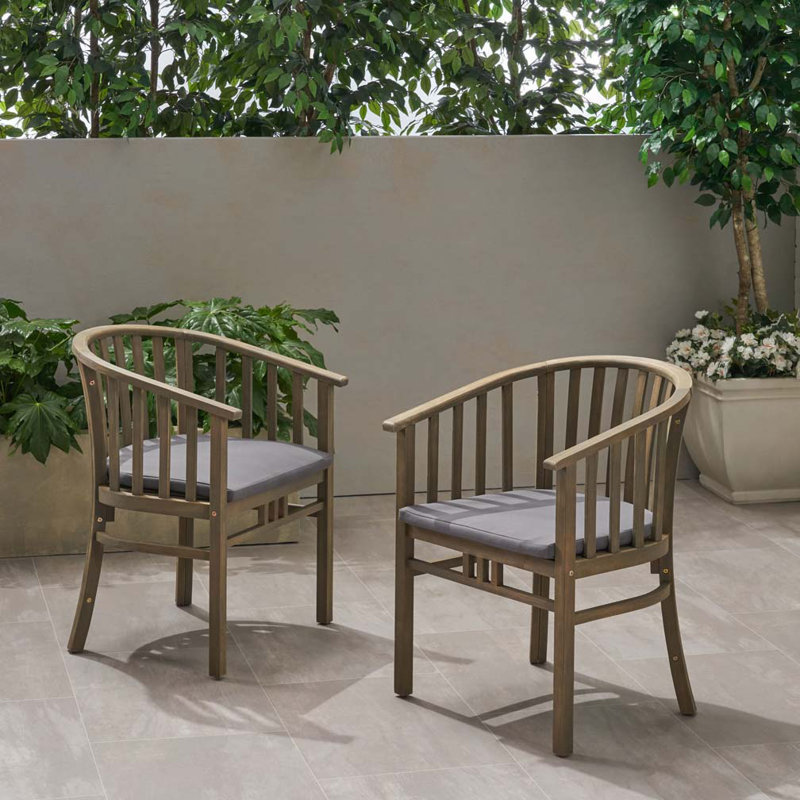 Fauteuil club d'extérieur en bois d'acacia avec coussins, chaise de salle à manger