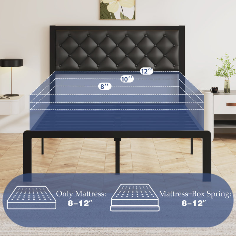PU upholstered iron bed, Full
