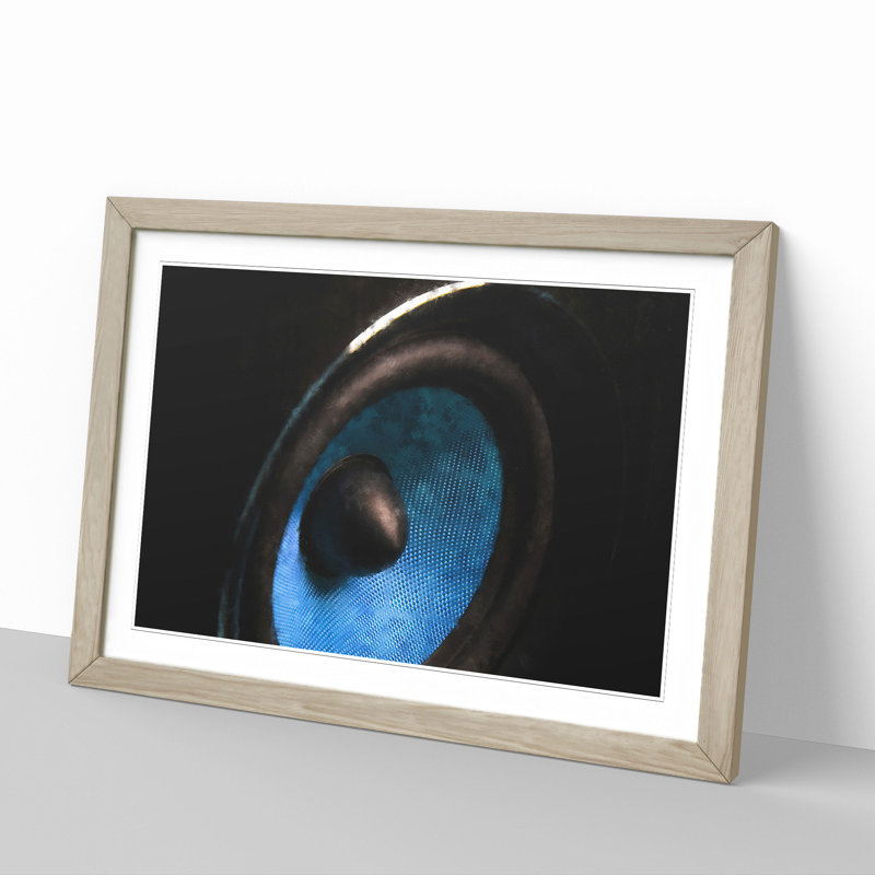 Hi-Fi Speaker in Blue - Framed Print, 36cm H x 48cm W x 2cm D, Oak Framed
