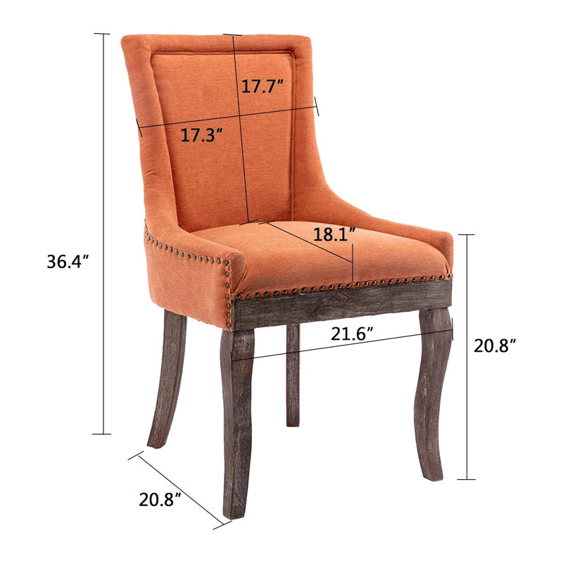 Linen Upholstered Parsons Dining Chair (Set Of 4), Orange