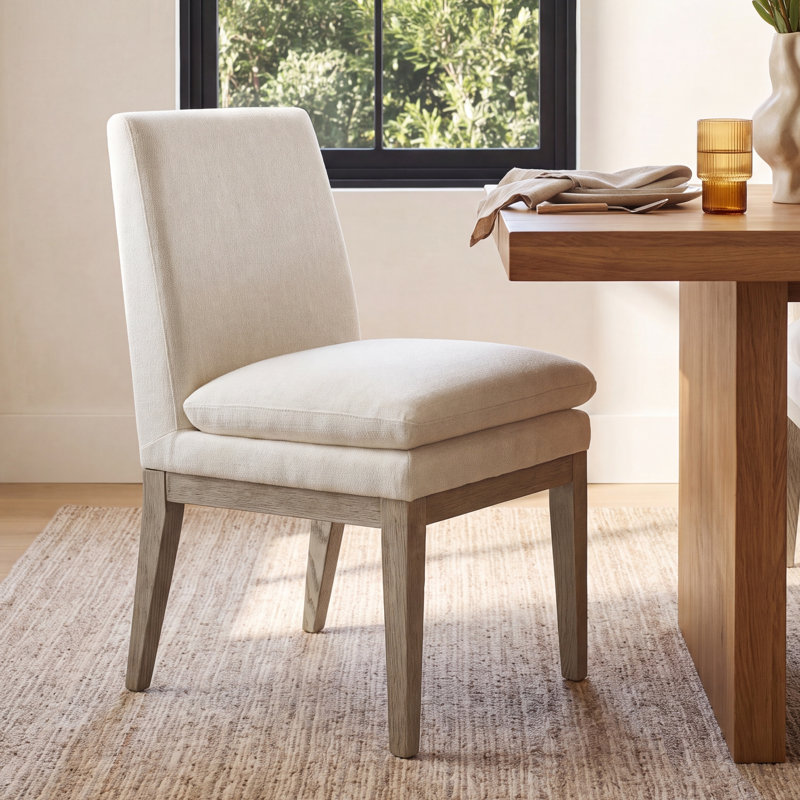 Bethea Upholstered Dining Chair, Effie Linen Performance Linen