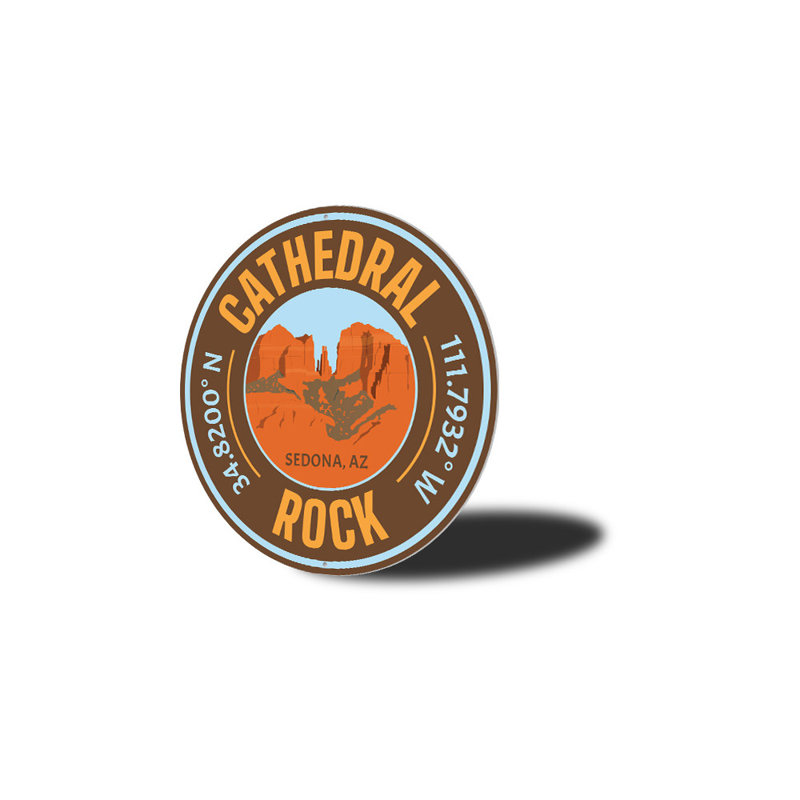 Cathedral Rock Coordinates Sign, 12" H x 12" W