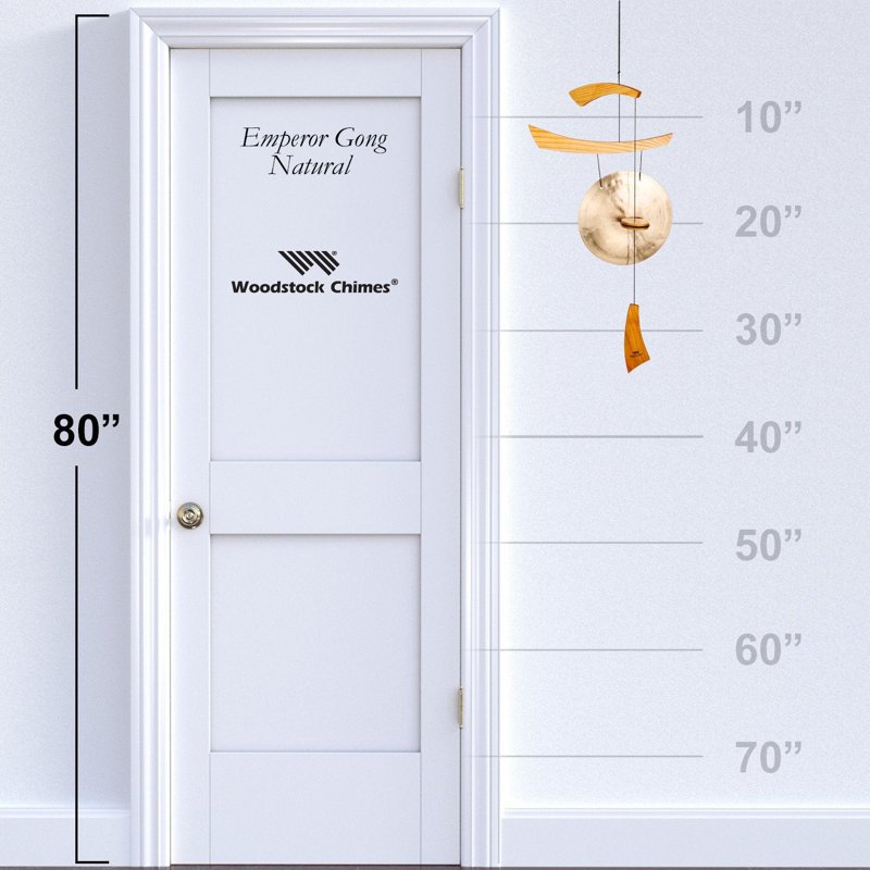 Carillon empereur gong, H 34 po x l 10 po x P 2,8 po, Naturel