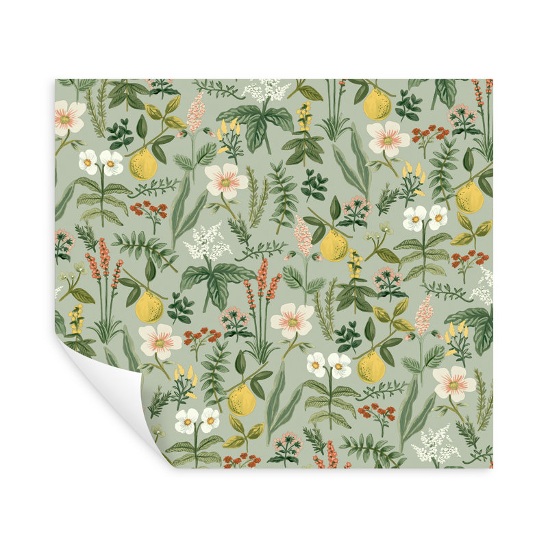 Papier peint adhésif Herb Garden Sage Botanical, Vert