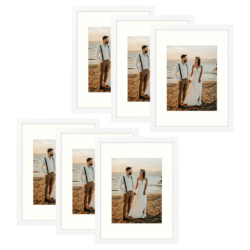 Ensemble de cadres muraux avec plexiglas Dreketi, Blanc, 12 po x 16 po emmêlé à 8,5 po x 11 po