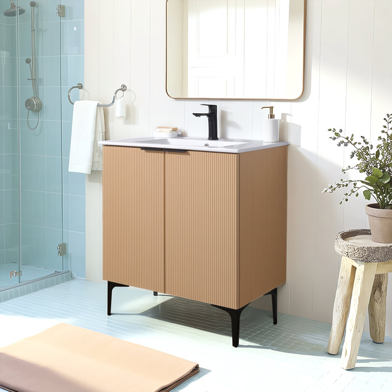 Meuble-lavabo simple 30 po brun avec plateau en céramique