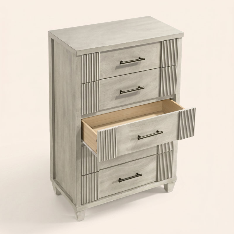 Commode 5 tiroirs Shalyce, Blanc antique