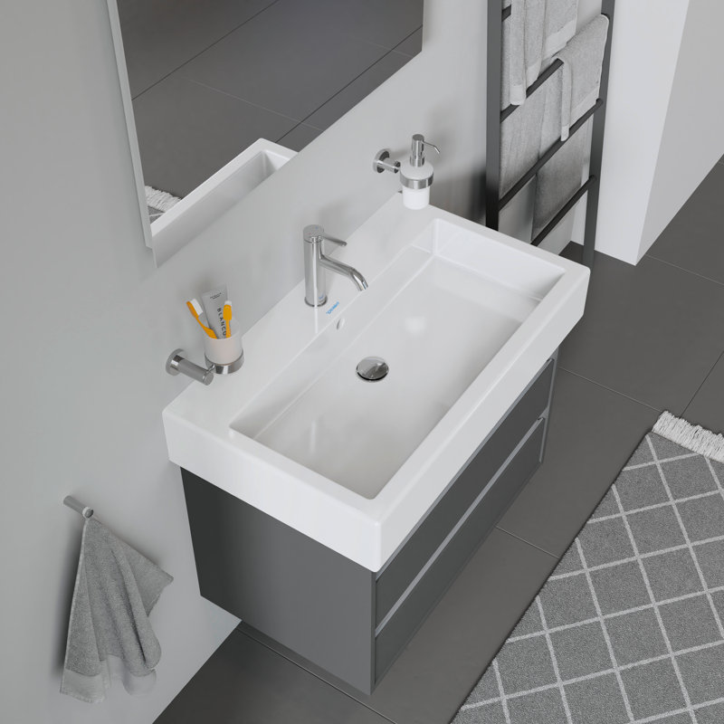 Lavabo de salle de bain vasque rectangulaire en céramique avec trop-plein Duravit Vero, Simple, Oui