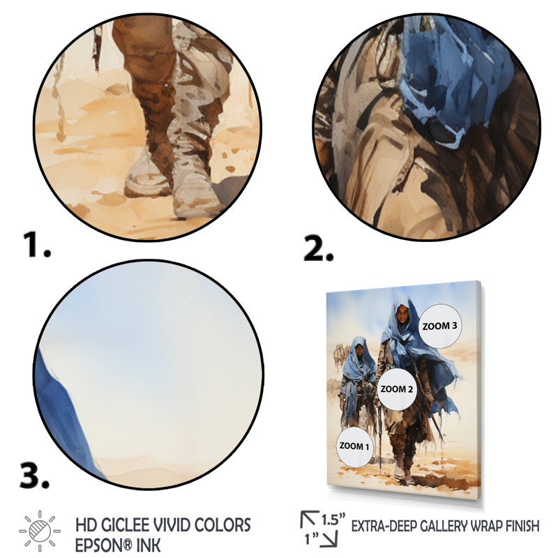 Tribu africaine, Touareg Sahara I - décoration murale tribu africaine, H 44 po x l 34 po x P 1,5 po, Cadre flottant doré