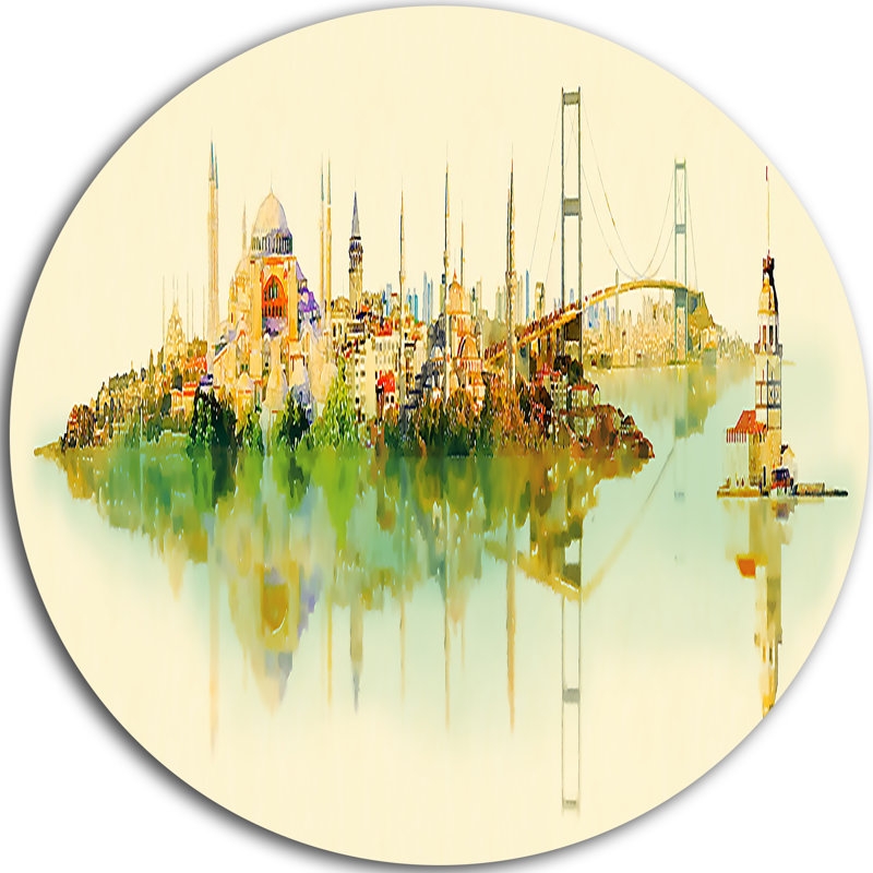 « istanbul panoramique view », reproduction d’art sur métal, H 23 po x l 23 po x P 1 po