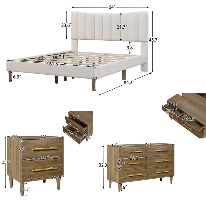 Ensemble de chambre à coucher, Crème, Grand