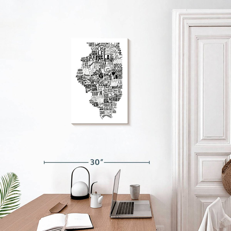 Illinois Map Typography, 24" H x 16" W
