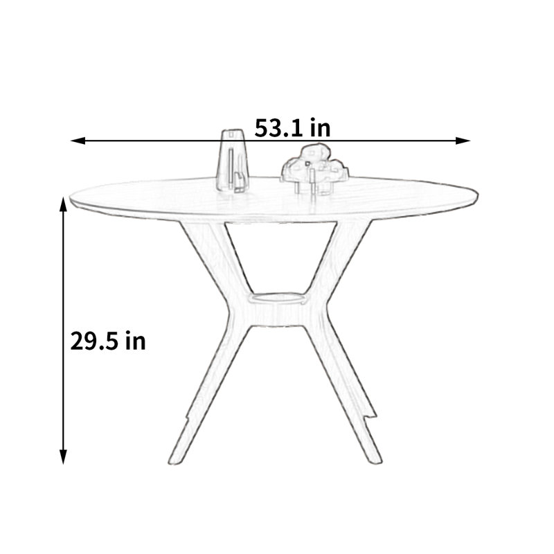 Table de salle à manger ronde Wabi-sabi, H 29,5 po x L 53,1 po x l 53,1 po
