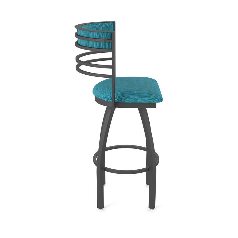 Hunter Swivel Stool, Tabouret de bar (siège d'une hauteur de 30 po), Étain, Tissu-graphique marée