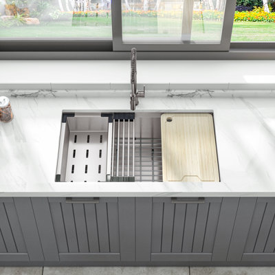 Évier de cuisine à simple cuve encastrable avec acier inoxydable 304 Sinber