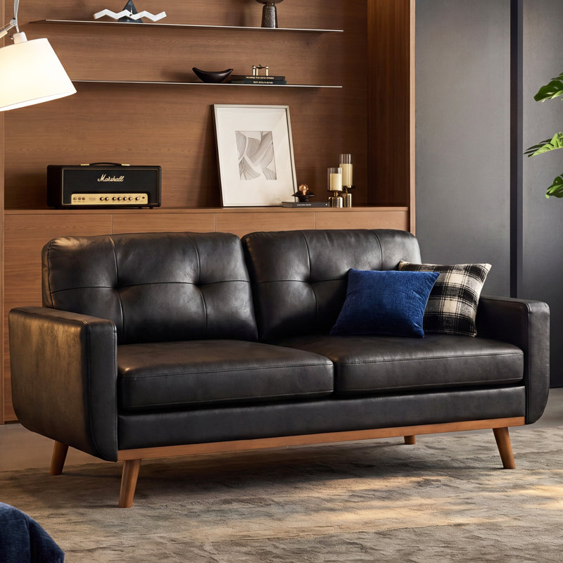 Causeuse 65 po Mid-Century, Black/Brown