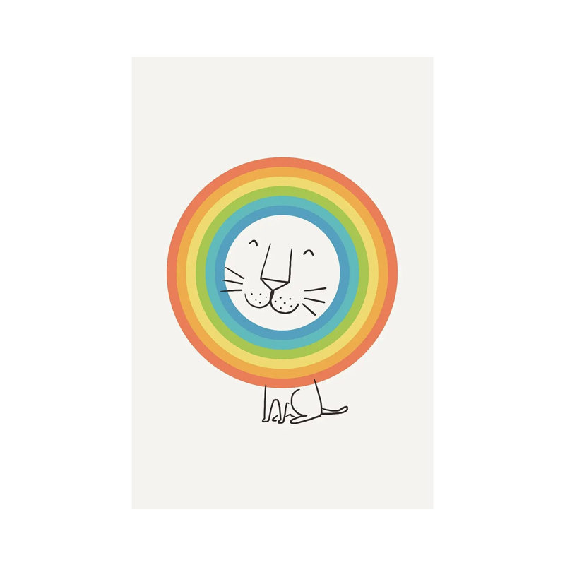 A Happy Lion by Lim Heng Swee - Wrapped Canvas Print, 20.32 cm H x 30.48 cm W
