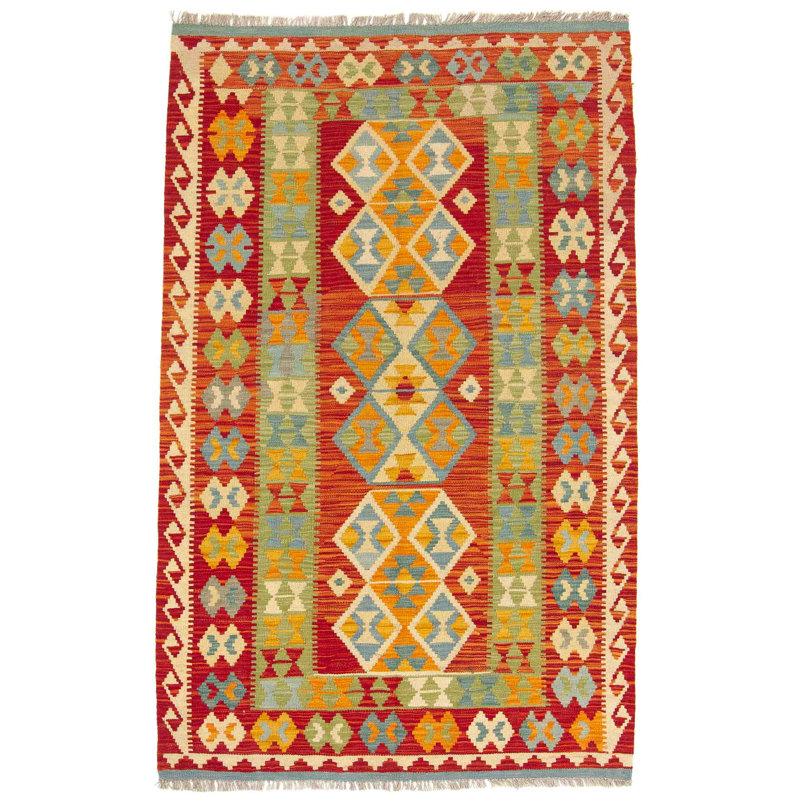 Geometric Wool Hand Woven 122cm X 194cm Area Rug